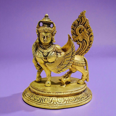 twilight Kamdhenu, Home Decor, Indian Handicraft, Cow Statue Decorative Showpiece  -  10 cm(Metal, Gold)