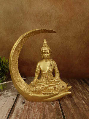 AFTERSTITCH AFTERSTITCH Golden Buddha Statue with Palm Chand Blessing Lord Buddha Statue Decorative Showpiece  -  20 cm(Polyresin, Gold)
