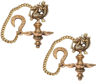 POSHIFY Brass Hanging Diya (Pack of 2 ) for Home Decor, Spiritual Growth Decorative Showpiece  -  41 cm(Gold Plated, Gold)