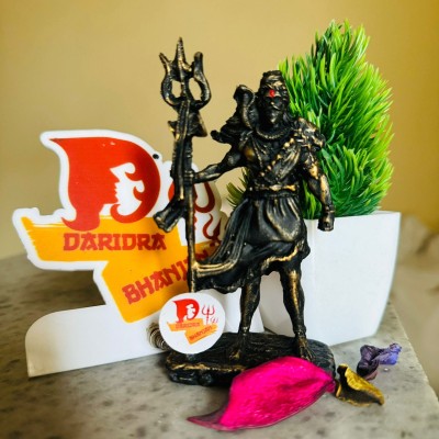 EliteTouch Lord Shiva Resin Statue | Shiva idol | Shiv ji idol for car - Divine Blessings Decorative Showpiece  -  12 cm(Resin, Black)