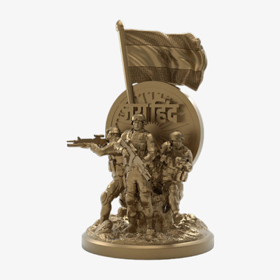 Theshilp Indian Army Strike Antique Bronze Statue | Premium Military Figurine Decorative Showpiece  -  22 cm(Polyresin, Resin, Brown)