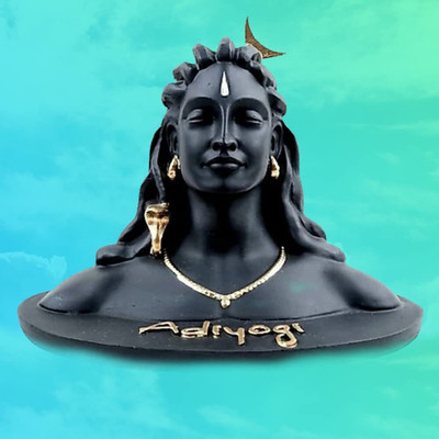 SBBCO Divine Edge Polyresin Adiyogi Shiv Ji Statue For Pooja Room & Car Dashboard Decorative Showpiece  -  12 cm(Resin, Black)