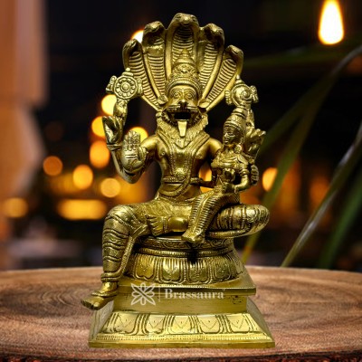 BrassAura Brass Gem Stone Work Narasimha Murti Decorative Showpiece  -  31 cm(Brass, Gold)