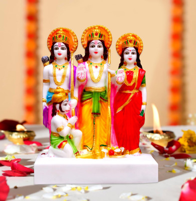 Cyan Handicraft Marble Dust Ram Darbar Murti Ram Laxman Sita and Hanuman Idol for Diwali Puja Decorative Showpiece  -  24 cm(Marble, Multicolor)