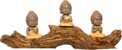kian udyam LITTLE MONK BUDDHA STATUE (PORCELAIN) BY KIAN UDYAM Decorative Showpiece  -  8 cm(Polyresin, Brown)
