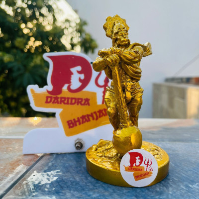 Shivmoorat Divine Magnet Hanuman Statue /Murti/ Idol Marble Finish (Polyresin, Clear) Decorative Showpiece  -  11 cm(Polyresin, Gold)