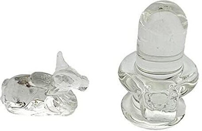 Chkoteravatiya Natural Crystal Sphatik Shivling with Nandi for Puja, Decorative Showpiece  -  5 cm(Crystal, White)