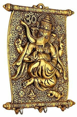 Neo Classic Lord Temple Ganesha Frame Wall Hanging and Table Decor Decorative Showpiece Decorative Showpiece  -  27 cm(Aluminium, Gold)
