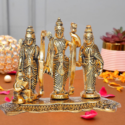 Kitlyn Ram Darbar Idol for pooja room/ Lord Ram, Sita, Laxman and Hanuman Idol Decorative Showpiece  -  12 cm(Brass, Gold)