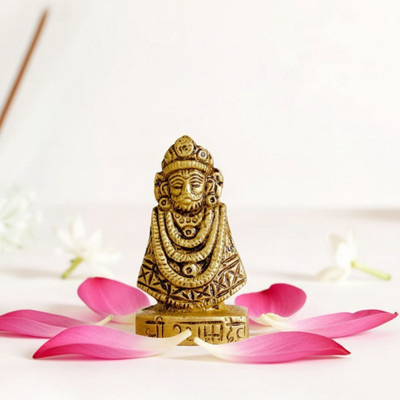 NESTALNOCK Khatu Shyam Brass Statue Idol for Home Temple Office Puja Room Spiritual Decor Decorative Showpiece  -  5.5 cm(Brass, Gold)