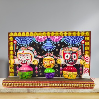 Real Craft Royal Seat of Jagannath, Subhadra, and Balabhadra Decorative Showpiece  -  12.5 cm(Ceramic, Multicolor)