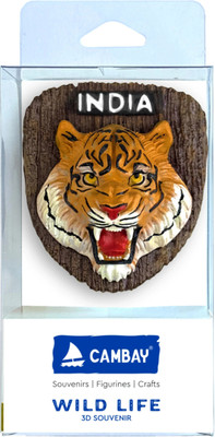 Cambay THE ROYAL BENGAL TIGER 3D Sticker for Home,Kitchen & Office Decorative Showpiece  -  4 cm(Polyresin, White)