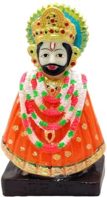 G LOOKS Lord Khatu Shyam Statue/ Shyam Baba Marble Dust Idol 6 Inch for Temple (Orange) Decorative Showpiece  -  16 cm(Polyresin, Orange)
