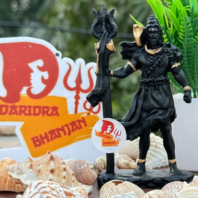 DARIDRA BHANJAN Mahadev idol, Lord Shiva Murti for Car dashboard Decorative Showpiece  -  12 cm(Resin, Black)