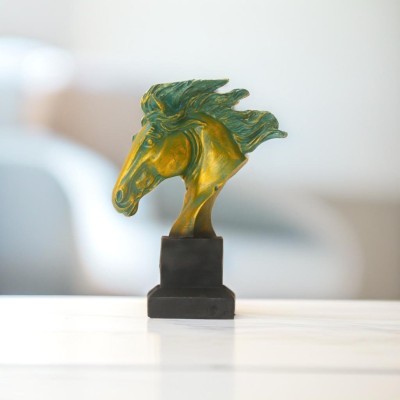 Flipkart SmartBuy Graceful Resin Horse Face Showpiece - Home Decor - Symbol of Freedom & Elegance Decorative Showpiece  -  24 cm(Resin, Dark Green)