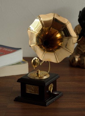 eCraftIndia Antique Music Decorative Gramophone Decorative Showpiece  -  24 cm(Brass, Brown, Gold)