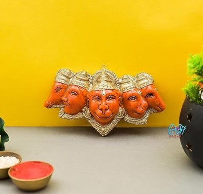 spshoppes Handicraft Panchmukhi Hanuman Ji Murti|Bajrang Bali Idol ,(7 x 4)inches Decorative Showpiece  -  10 cm(Resin, Orange)