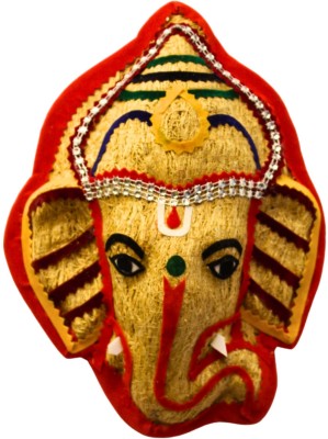 roots craft Lavancha Original Handmade Lucky Lord Ganesha (14 inch) Wall Hanging idol Decorative Showpiece  -  25.4 cm(Coir, Fiber, Beige, Brown)
