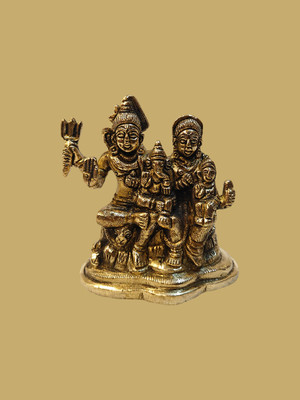 Brass idol Fine Brass Idol by Idol Home Decor | Shiv Parivar, 4 Inch Height, 700 Grams Decorative Showpiece  -  10 cm(Brass, Gold)