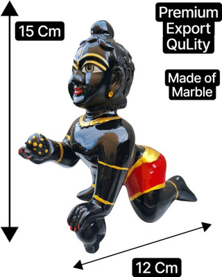 RAHI CREATION Black Colour Laddu Gopal - Imported Quality Decorative Showpiece  -  15 cm(Marble, Black)