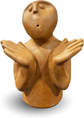 Bamboo Story Handcrafted Clay Human Figurine | Abstract Terracotta Showpiece Decorative Showpiece  -  13 cm(Terracotta, Brown)