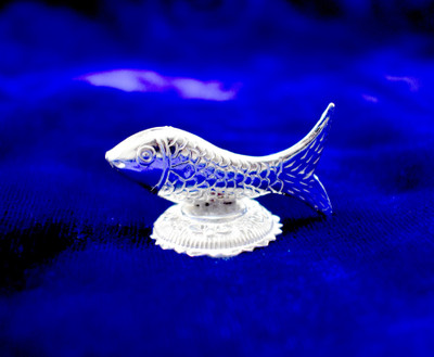 KMJ Pure Silver Fish/ Machli for Astrological and Lal Kitab Remedy (wt. 6 grams) Decorative Showpiece  -  2 cm(Silver, White)