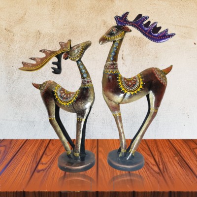 Desi Craftholic Deer Set of 2 Decorative Showpiece  -  41 cm(Metal, Gold)