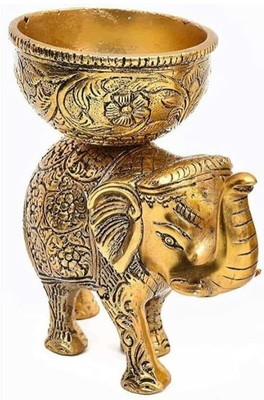 Orana International Metal Elephant Dry Fruit Bowl /Home Decor & Gifting Article Decorative Showpiece  -  13 cm(Metal, Gold)