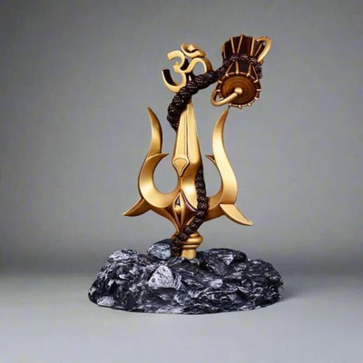 Akaraya lord shiva idol Decorative Showpiece  -  10 cm(Resin, Gold)