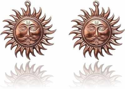 Divine Creations Vastu Sun Surya Face God Idol Wall Hangings for Home and Office (Pack of 2 ) Decorative Showpiece  -  15 cm(Metal, Brown)