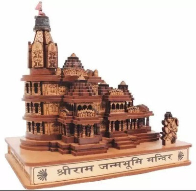 VALUE CRAFTS Ram Ayodhya 3D wood temple model for home/office/shop/ Car and bus dashboard Decorative Showpiece  -  9 cm(Wood, Brown)