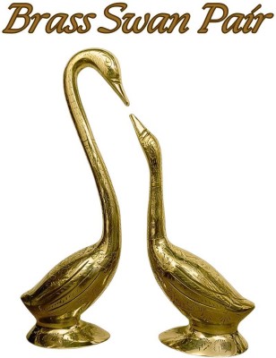 vastu vardan Vastu Brass Pair of Swan / Loving Birds for Home and Office { 1 Pair } Decorative Showpiece  -  28 cm(Brass, Gold)