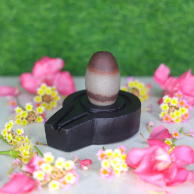 Neelkanth Shivling Stone Original Small Narmada Shivling / Natural Narmadeshwar Shivling For Home Decorative Showpiece  -  4 cm(Stone, Black, Brown)