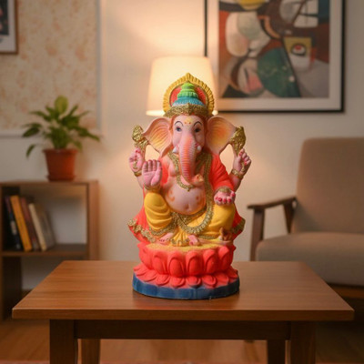 Dixe POP Lord Ganesha Idol – Hindu Decor for Puja, Home & Spiritual Gifts Decorative Showpiece  -  73 cm(Resin, Orange)