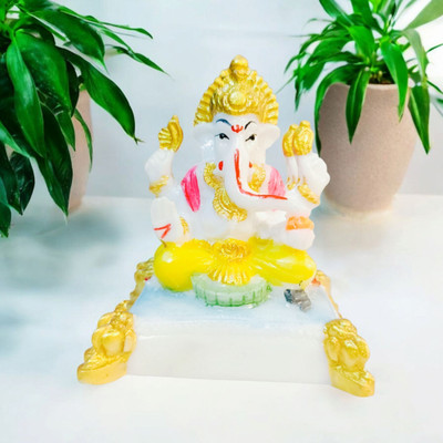 GUPTAPRINTERS Idol of for Car Dashboard, TableTop & Mandir Top Statue Pooja 
Gift Decorative Showpiece  -  6.5 cm(Resin, Wood, Yellow, White)