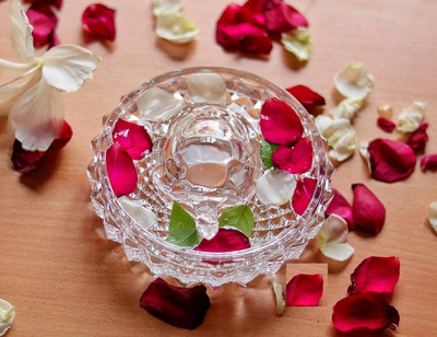 Rci Handicrafts Vastu Feng Shui Crystal Turtle Tortoise with Plate for Good Luck D38 Decorative Showpiece  -  10 cm(Crystal, White)