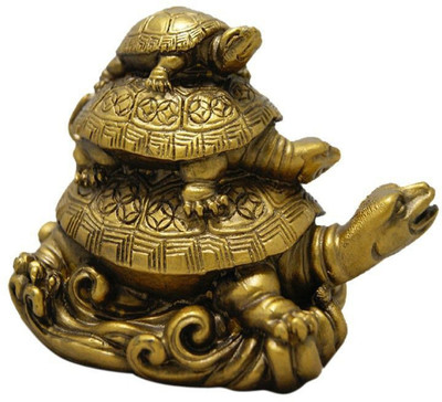 Nitin Collection 3 level tortoise Decorative Showpiece  -  9 cm(Polyresin, Yellow)