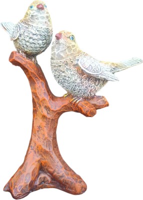 CRAFTORY BIRD PAIR SITTING ON TREE FOR HOME Decorative Showpiece  -  22.86 cm(Resin, White)