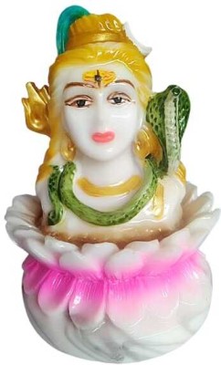RAMASITA Small Flower Shiv ji Idol for Car Dashboard,Shiva Statue for Temple Decor Decorative Showpiece  -  10 cm(Marble, Multicolor)