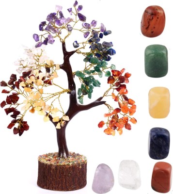 VIBESLE Crystal Decor - Faux Plants Indoor - Antique Decor - Crystal Tree - Stones Decorative Showpiece  -  25 cm(Stone, Multicolor)