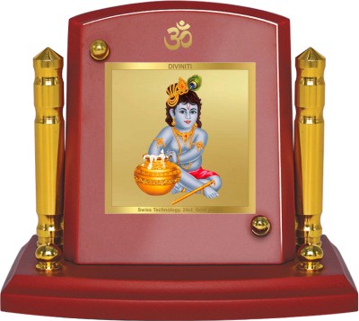 DIVINITI 24K Gold Plated Bal Gopal Photo Frame For Home Decor, Car Dashboard, Gift Decorative Showpiece  -  7 cm(Gold Plated, Multicolor)