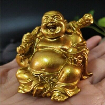Bhaktinayak laughing Buddha gold Decorative Showpiece  -  5 cm(Polyresin, Gold)