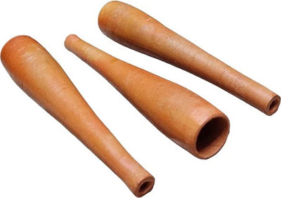 KFDC CraftLife Chilam Smoking Pipe Pack Of 3 Pcs Black Clay Chilam Decorative Showpiece  -  10 cm(Clay, Brown)