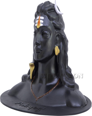 SBBCO Divine Edge Polyresin Adiyogi Shiv Ji Statue For Pooja Room & Car Dashboard Decorative Showpiece  -  8.21 cm(Polyresin, Black)