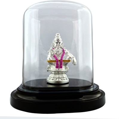 SILVERSPOT JEWEL 999 Pure Silver Lord Ayyappa Swamy Idol/Murti/Statue for Pooja Decorative Showpiece  -  4 cm(Silver, White)