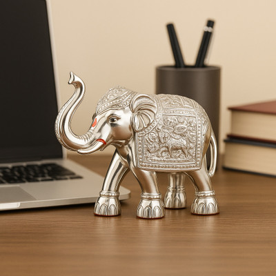 Avighan Silver Plated Elephant Showpiece for Home Decor – 3 Inch Decorative Showpiece  -  7.6 cm(Polyresin, Silver)