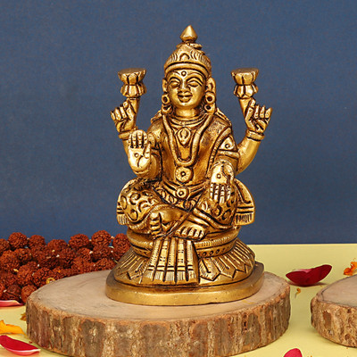 utsavicraft Handicraft Laxmi Murti for Pooja wealth Prosperity Decorative Showpiece  -  11 cm(Brass, Gold)
