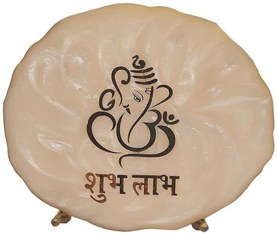 Happybox SHUBH LABH GANESHA RESIN ART Decorative Showpiece  -  18 cm(Brass, Gold)