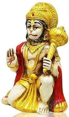 KRAAFTIQUE ARTS Blessing Hanuman Ji Marble Idol with Gada in Sitting Posture Decorative Showpiece  -  10 cm(Marble, Multicolor)