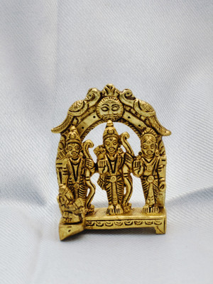 Droppati Enterprises Brass Ram Darbar Idol | Lord Ram Sita Lakshman Hanuman Murti for Home & Pooja Decorative Showpiece  -  7.5 cm(Brass, Copper)